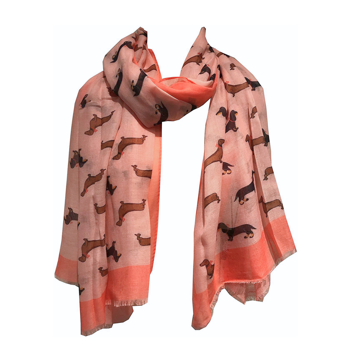 Dachshund with heart shaped bow lightweight Scarf