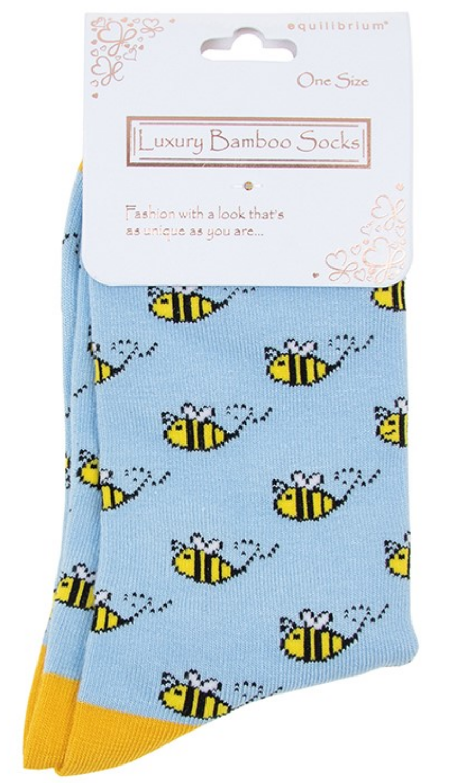 Ladies quality Bamboo Bee design socks in Lilac or Blue