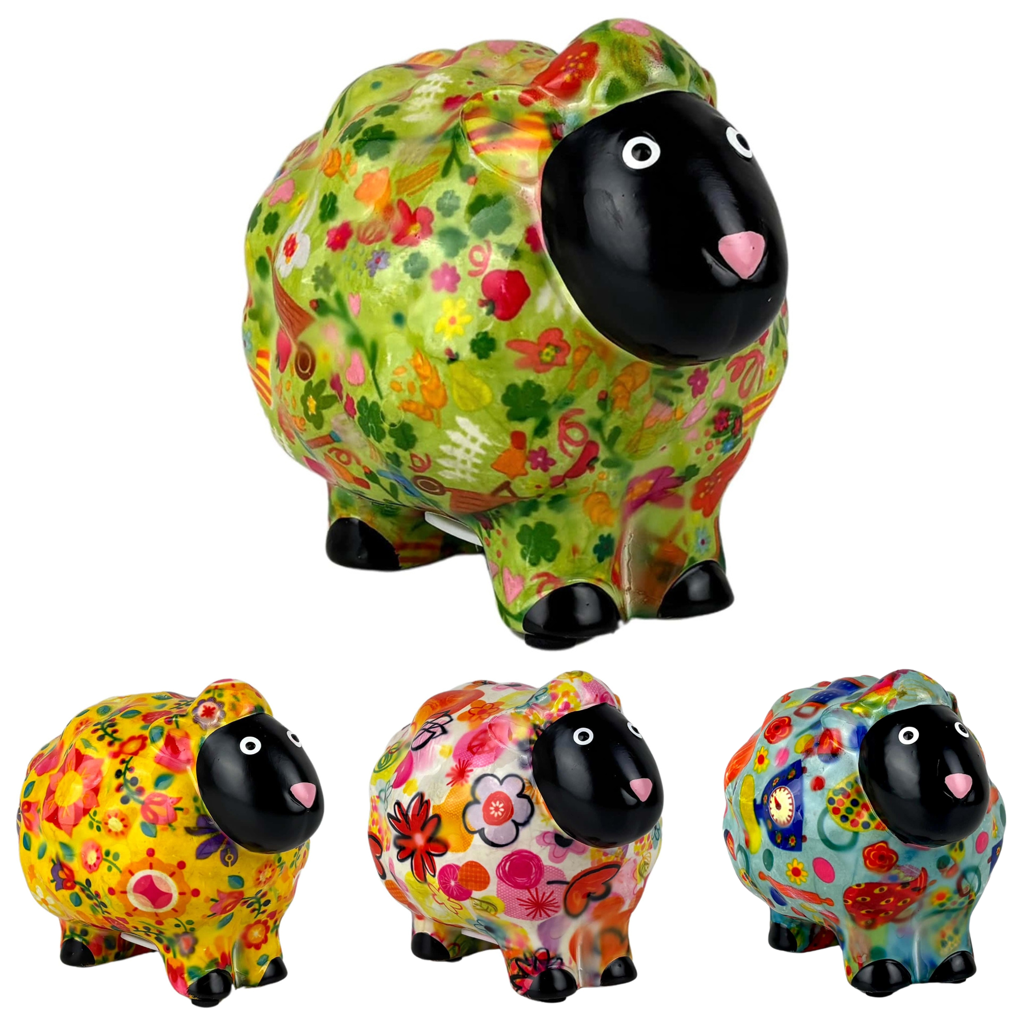 Pomme Pidou 'Peluche' ceramic Sheep shaped Money Box, 15.5cm, gift boxed (8  PACK)
