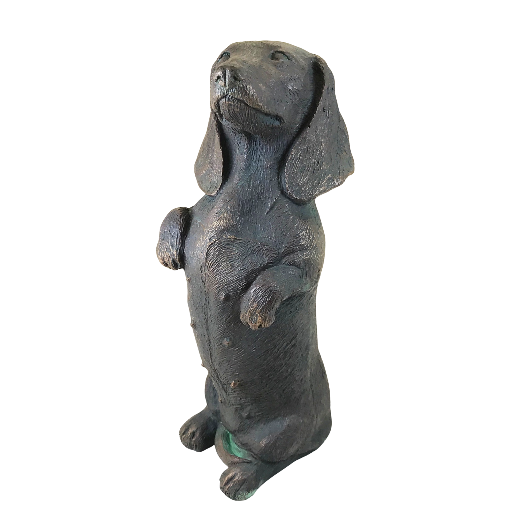 Bronze effect 23cm Dachshund sausage dog in/outdoor ornament sculpture figurine