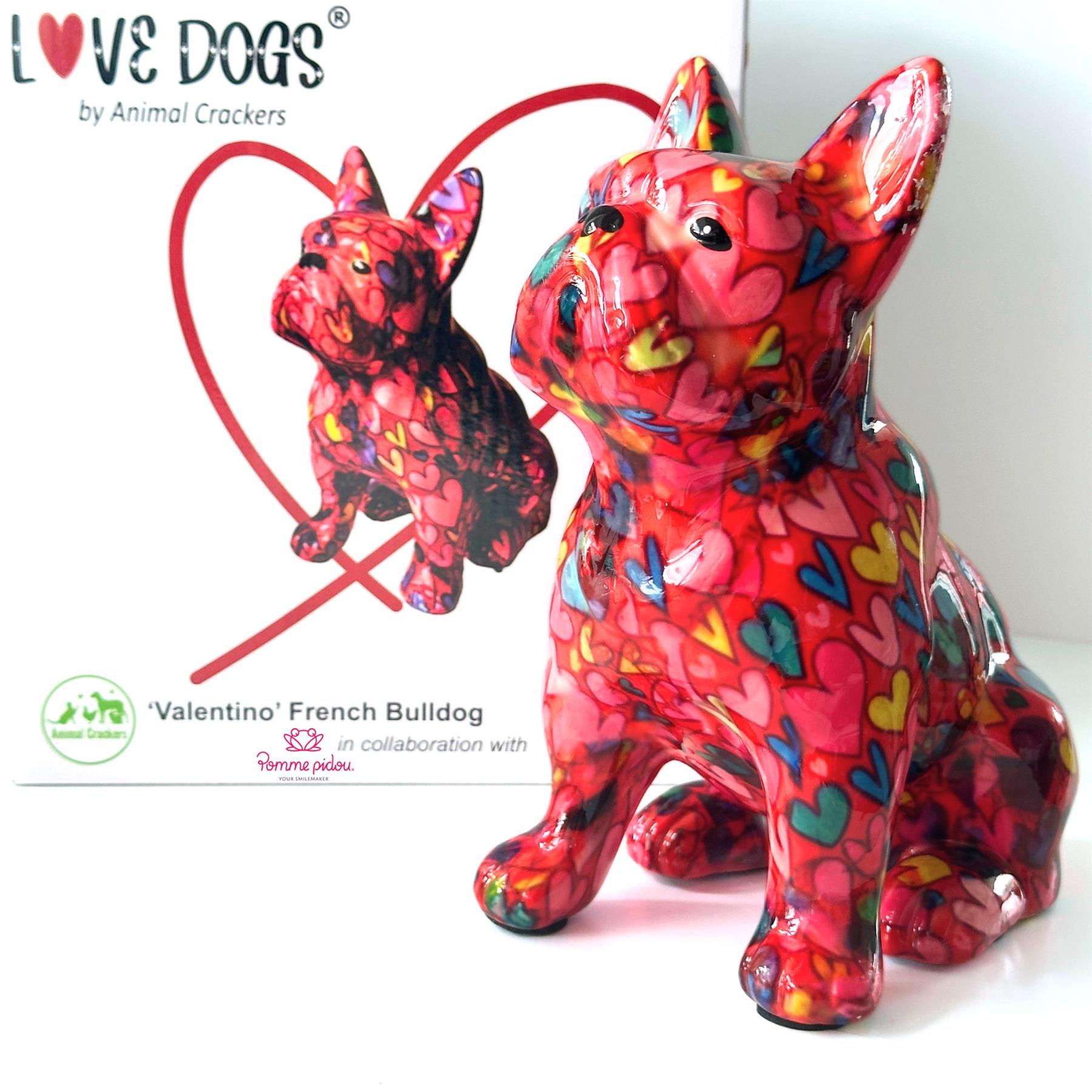Pomme Pidou 'Valentino' French Bulldog With Love Hearts Pattern Ceramic Figurine