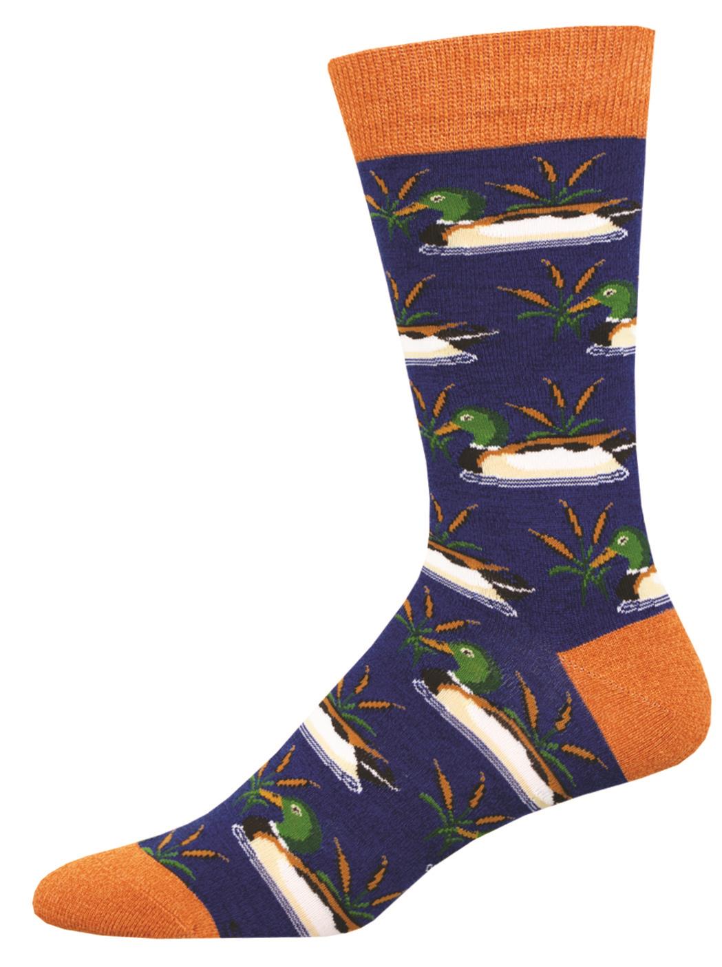 Socksmith 'MANY MALLARDS ' Duck design Men's quality Bamboo mix crew socks, bright colours and fun design, one size (fits UK size 6.5 to 11.5)