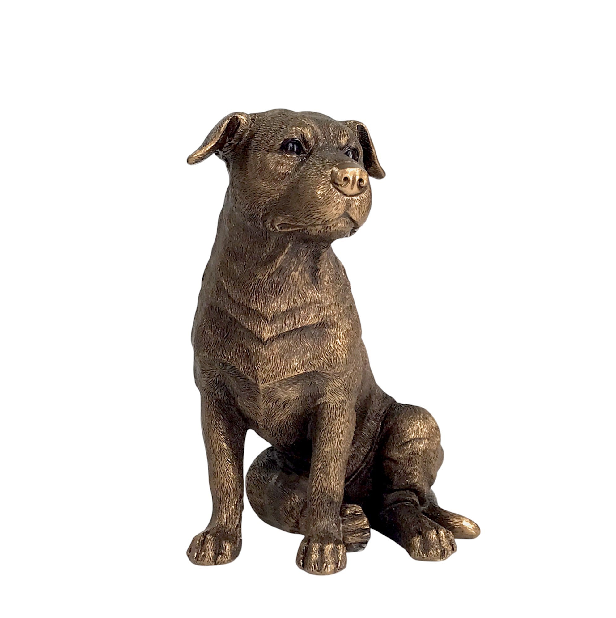 Staffordshire Bull Terrier ornament figurine from the Leonardo Reflections Bronzed range, gift boxed