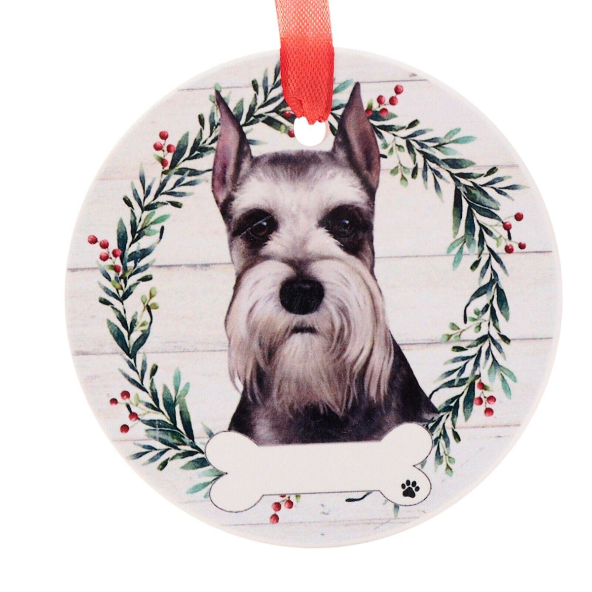 Schnauzer hanging decoration ceramic with space for name dog lover gift memorial