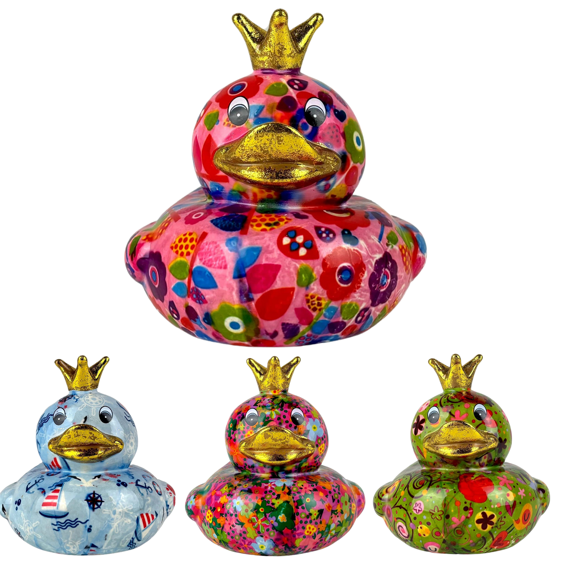 Pomme Pidou 'Ducky' Duck Shaped Ceramic Money Box Piggy Bank, 18cm, gift boxed (8 PACK)