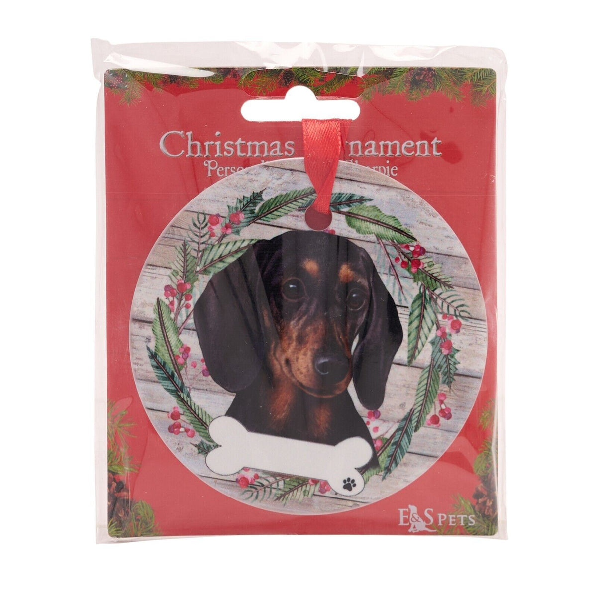 Dachshund hanging decoration ceramic with space for name dog lover gift memorial