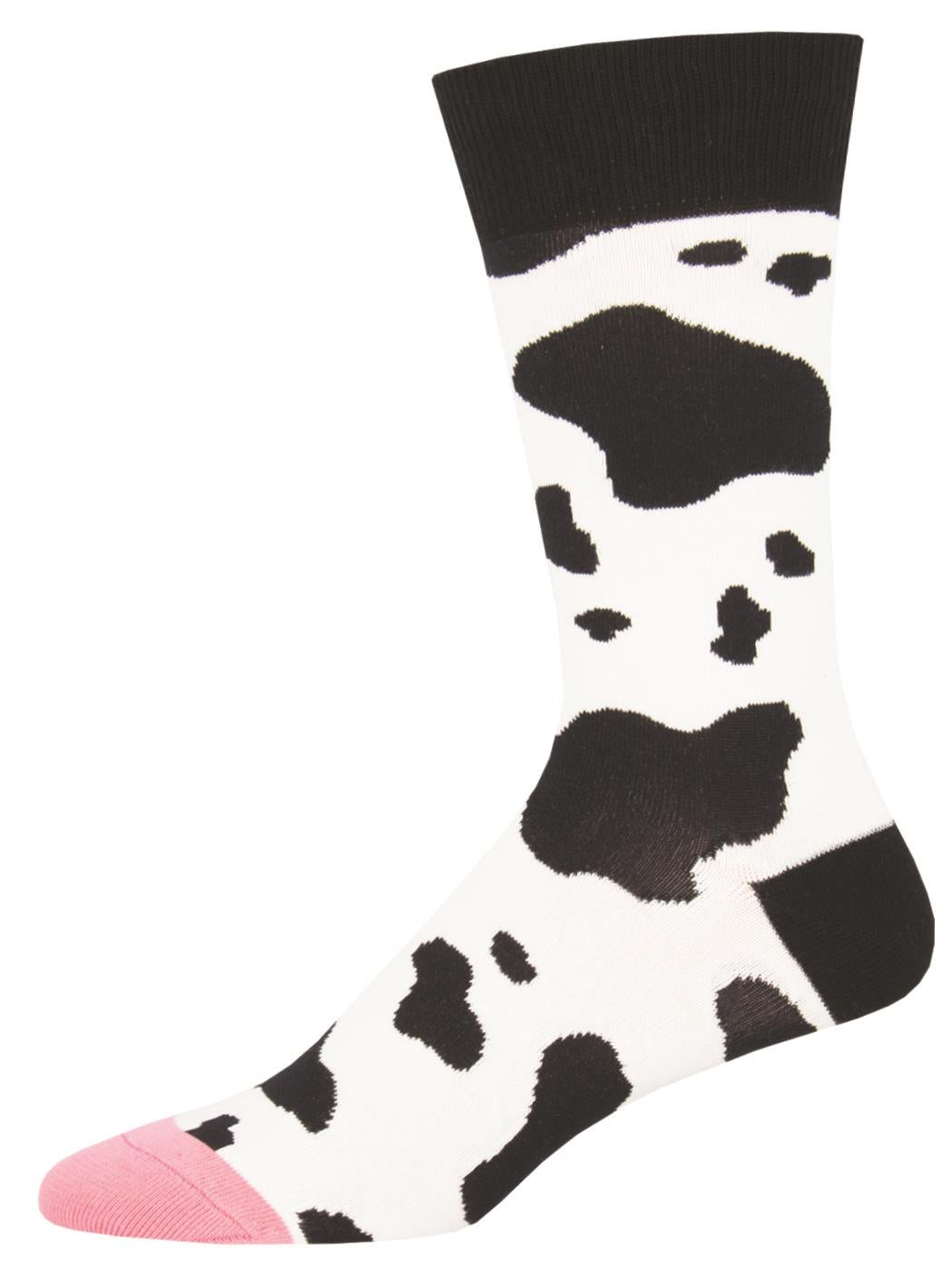 Socksmith 'Cow' design Men's quality Cotton mix crew socks, bright colours and fun design, one size (fits UK size 6.5 to 11.5)