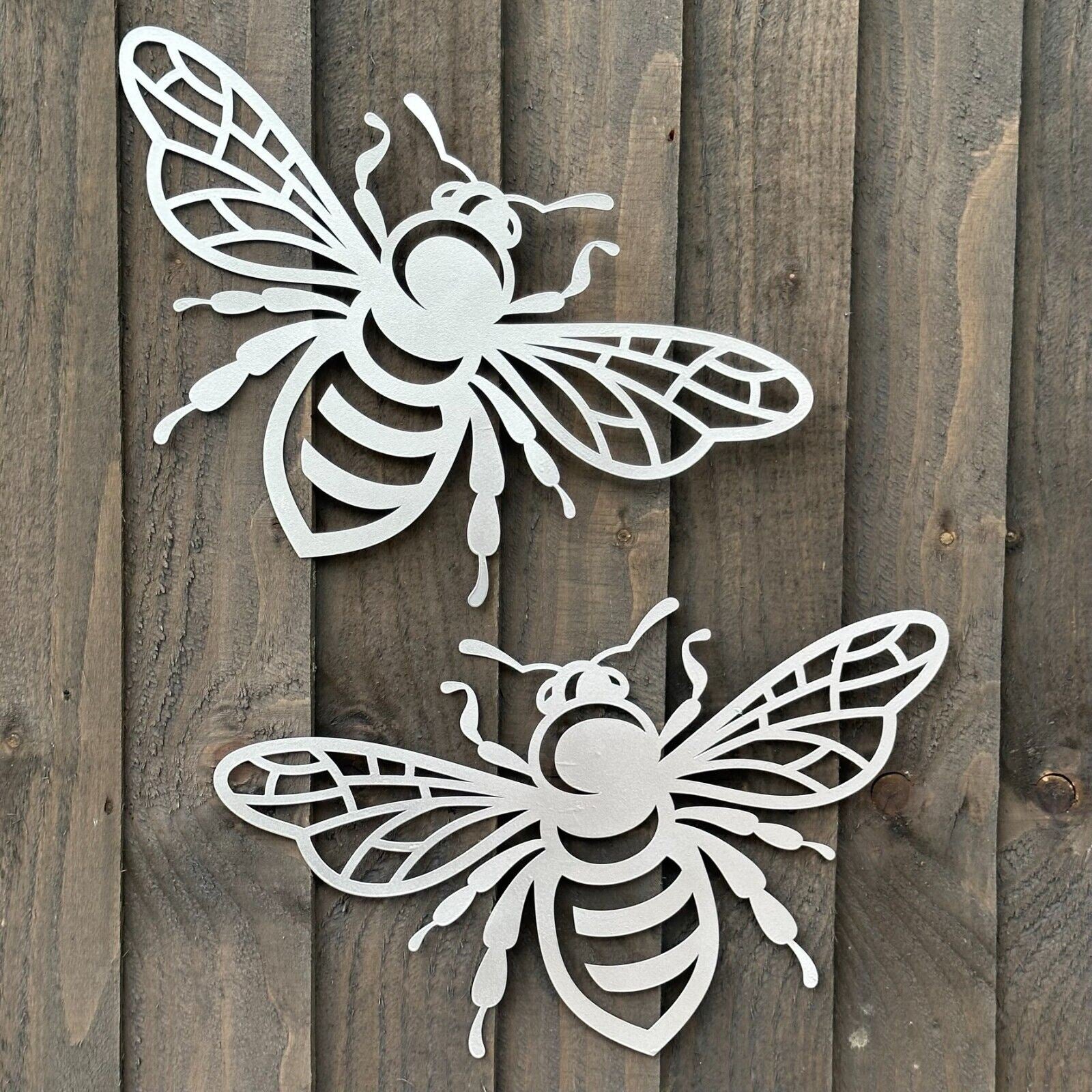 Large Bee decorations SET of 2 x 40cm metal fence wall art decor bee lover gift