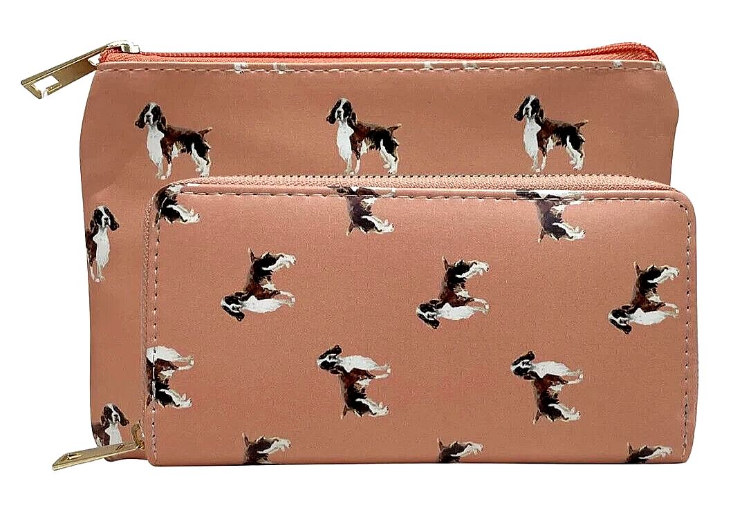 Springer Spaniel cosmetic makeup bag lined zipped coin case Dog lover gift