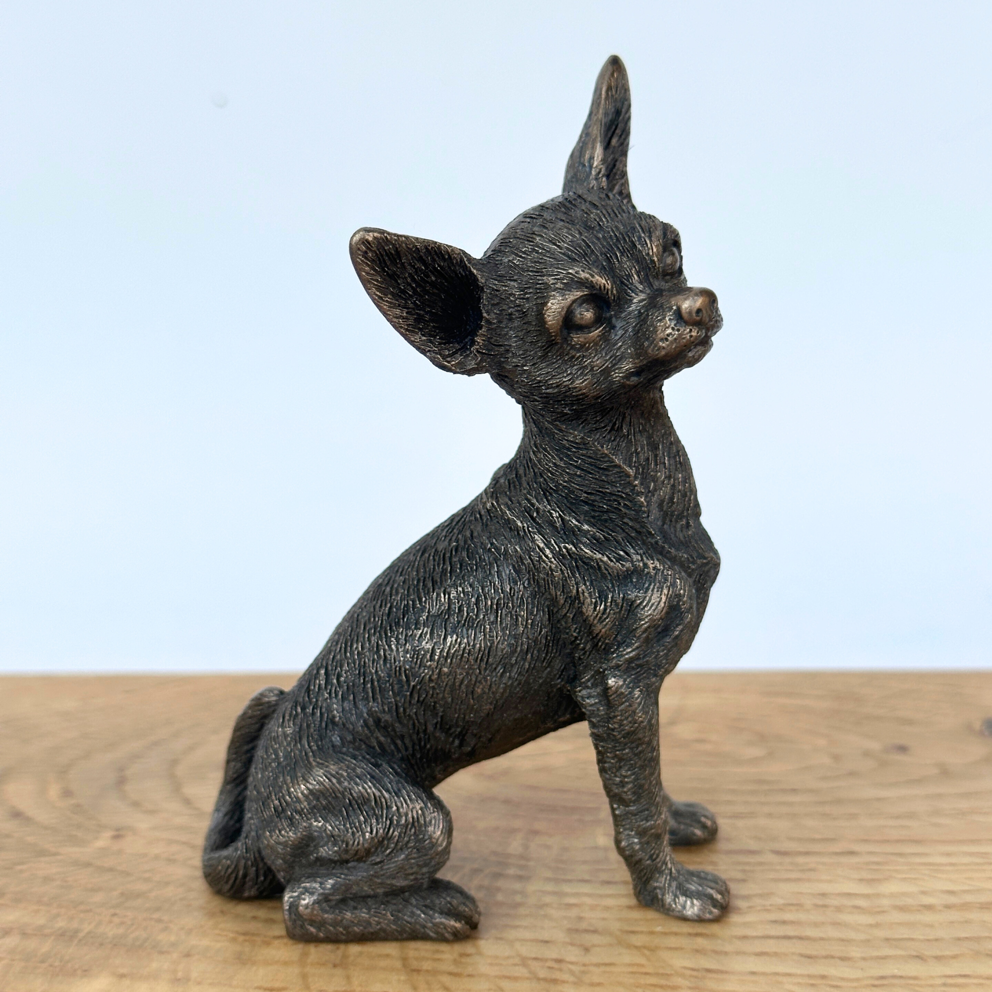 Cold Cast Bronze sitting Chihuahua ornament figurine