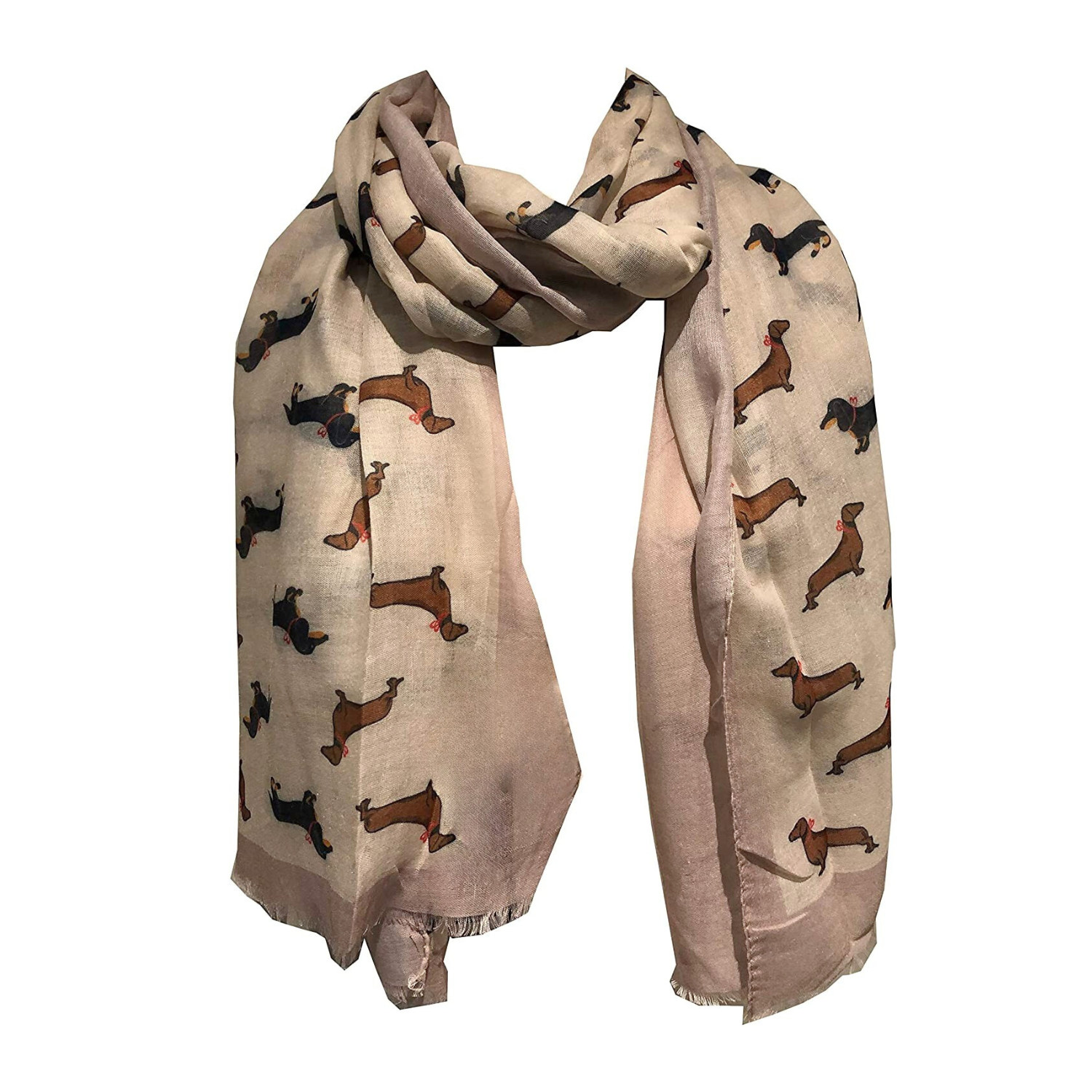 Dachshund with heart shaped bow lightweight Scarf