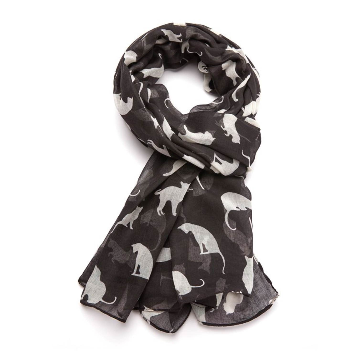 Cat silhouette print lightweight Scarf in a choice of colours