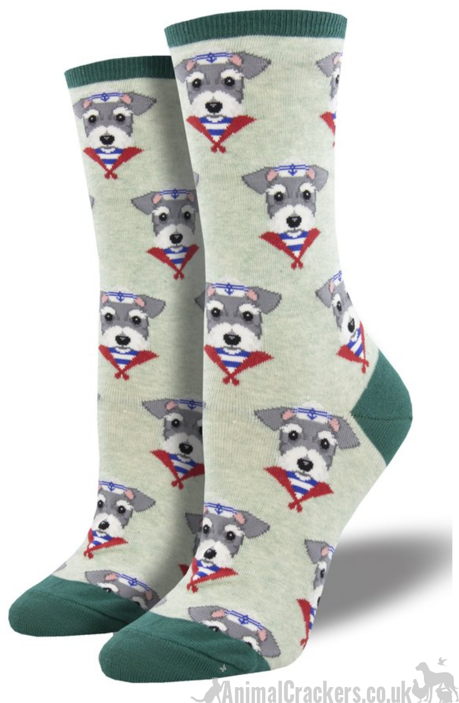 Women's Socksmith 'Snazzy Schnauzer' design socks, one size, great novelty Dog lover gift