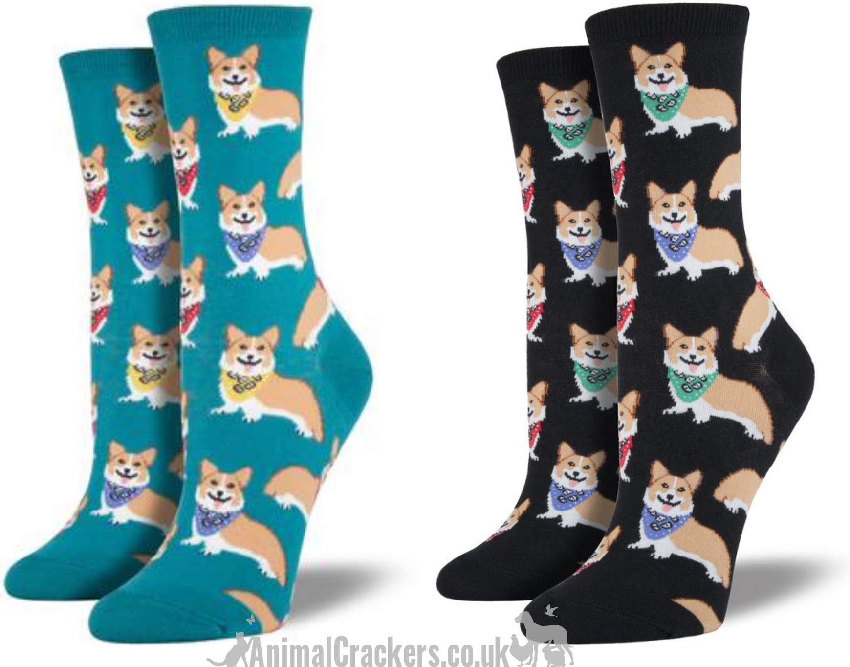 Womens Socksmith Corgi wearing Neckerchief design socks, One Size, quality Dog lover gift stocking filler