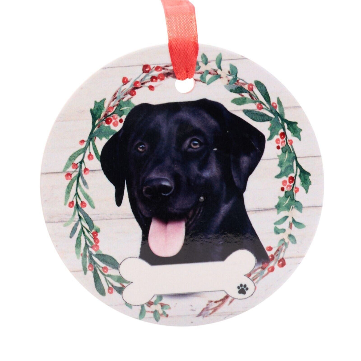 Black Labrador hanging decoration ceramic space for name dog lover gift memorial