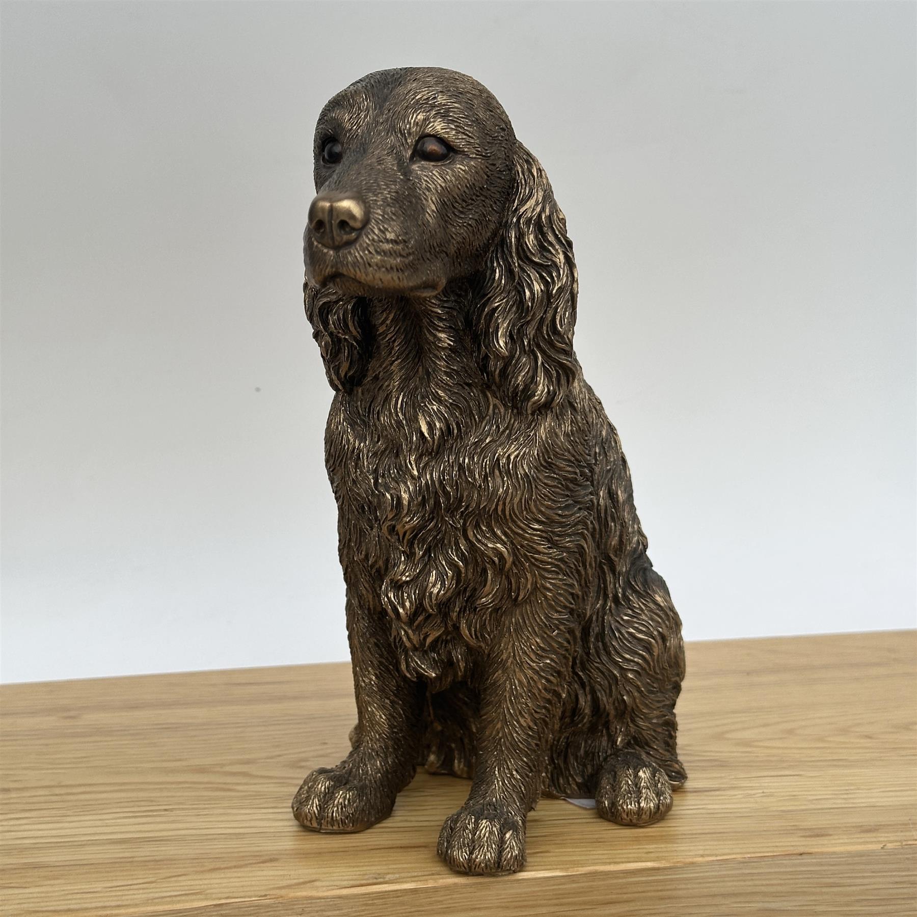Spaniel ornament figurine, Leonardo Reflections Bronzed range, gift bo