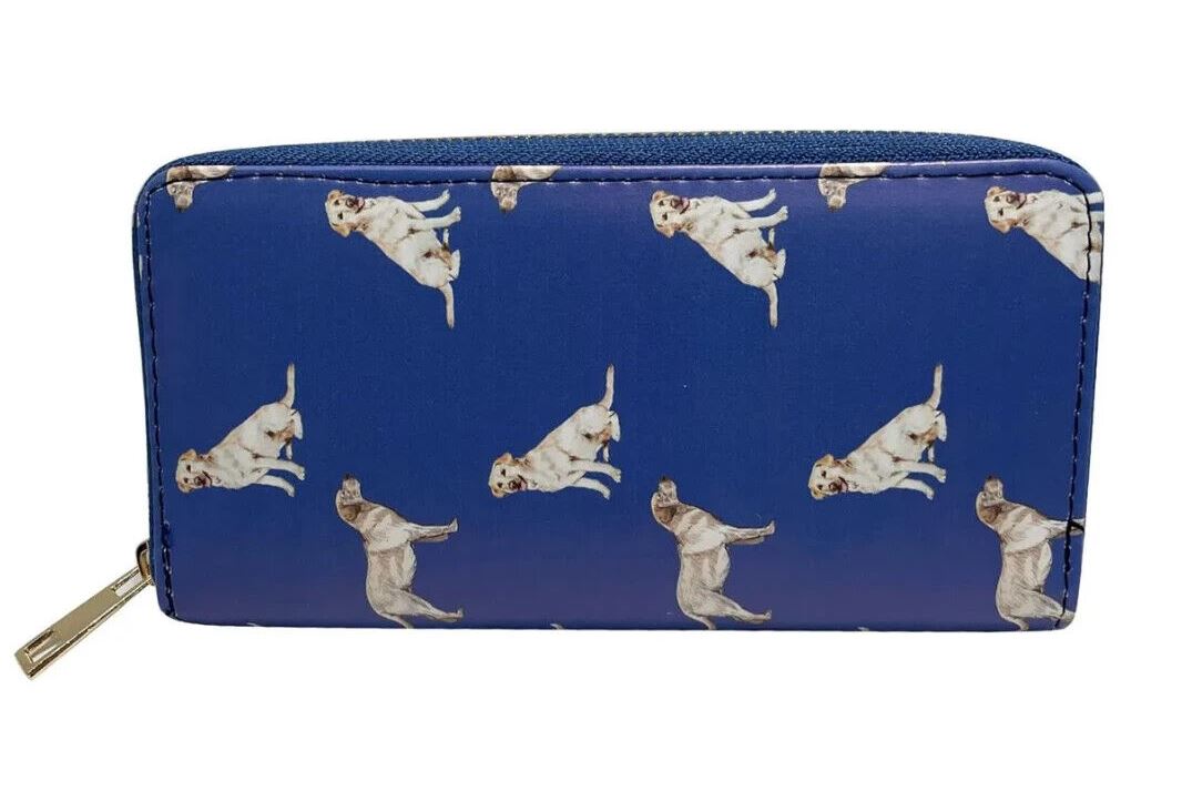 Ladies Labrador Purse Wallet Blue zipped multi compartment Lab Dog lover gift