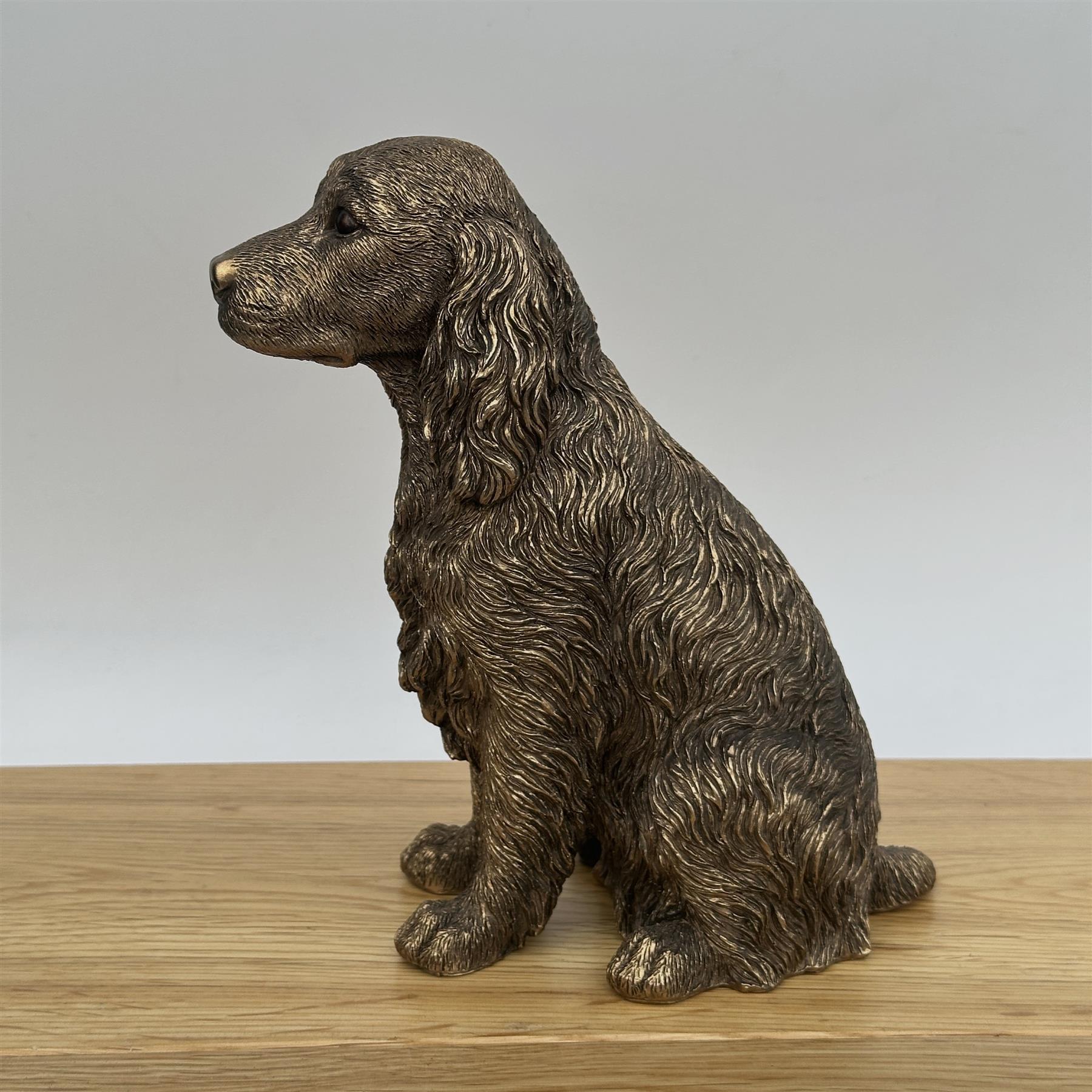 Spaniel ornament figurine, Leonardo Reflections Bronzed range, gift bo