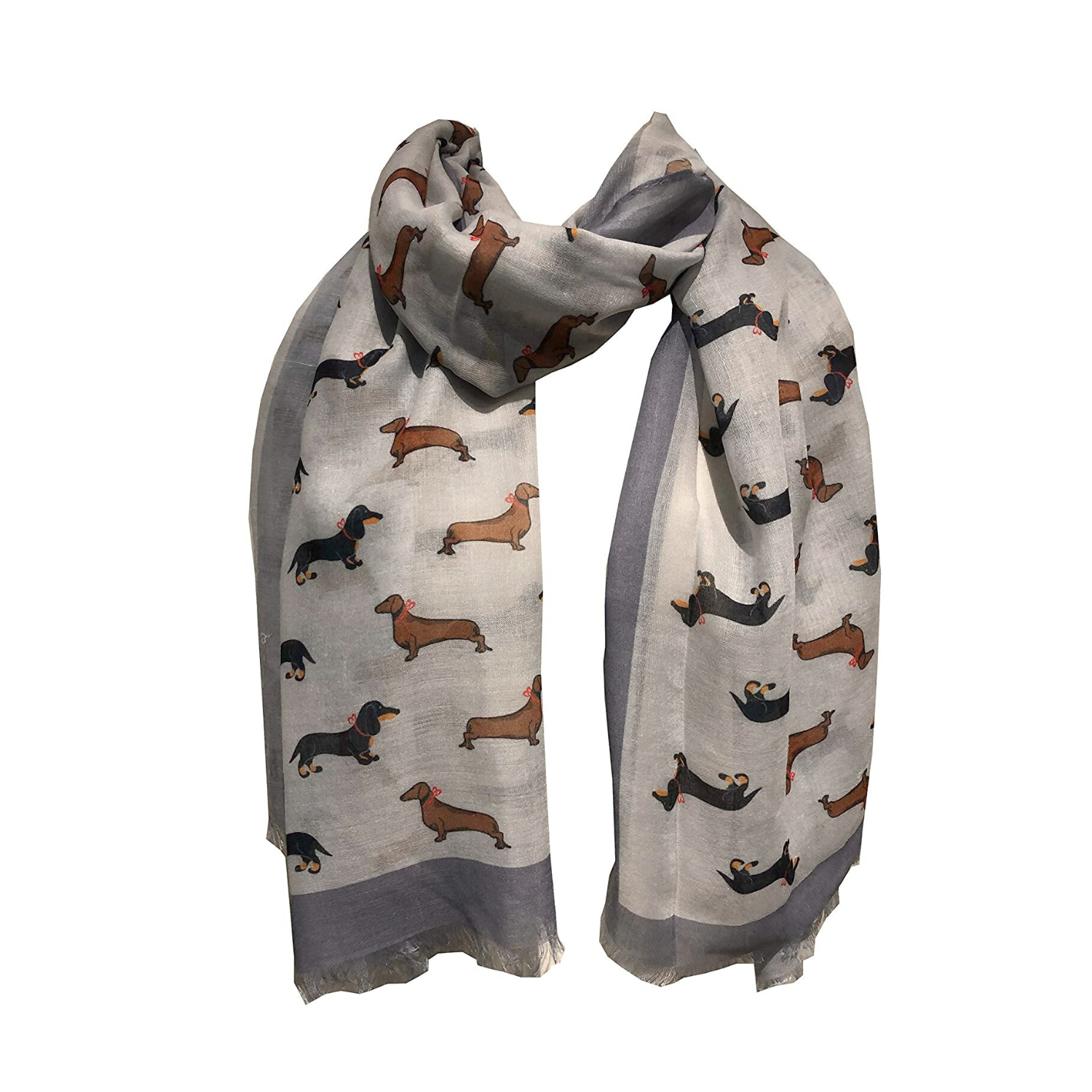 Dachshund with heart shaped bow lightweight Scarf