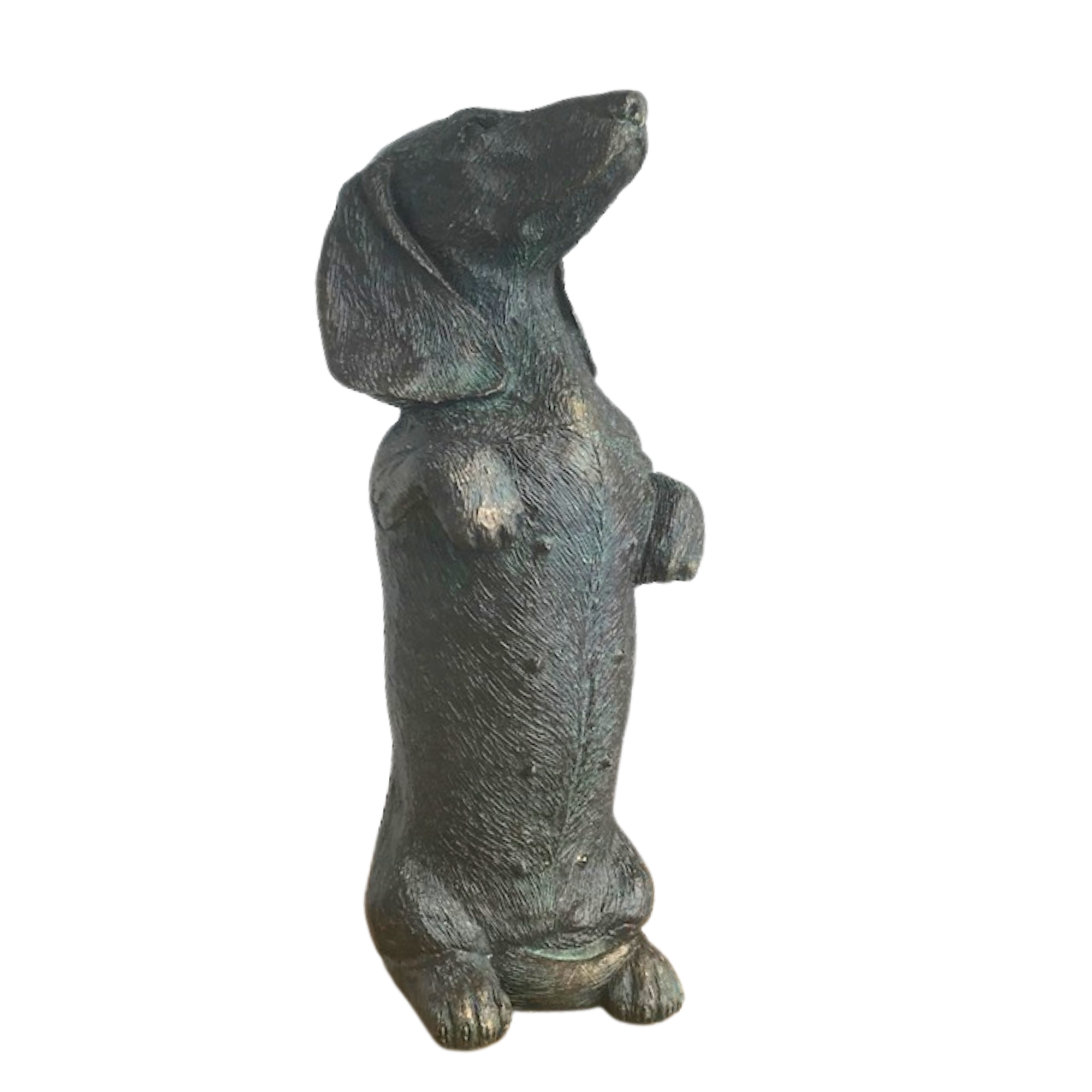 Bronze effect 23cm Dachshund sausage dog in/outdoor ornament sculpture figurine