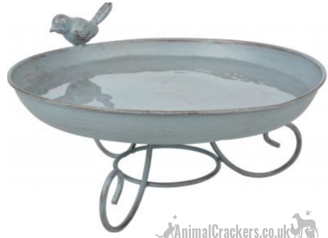 Fallen Fruits Grey Metal freestanding Bird Bath/Feeder, 22cm