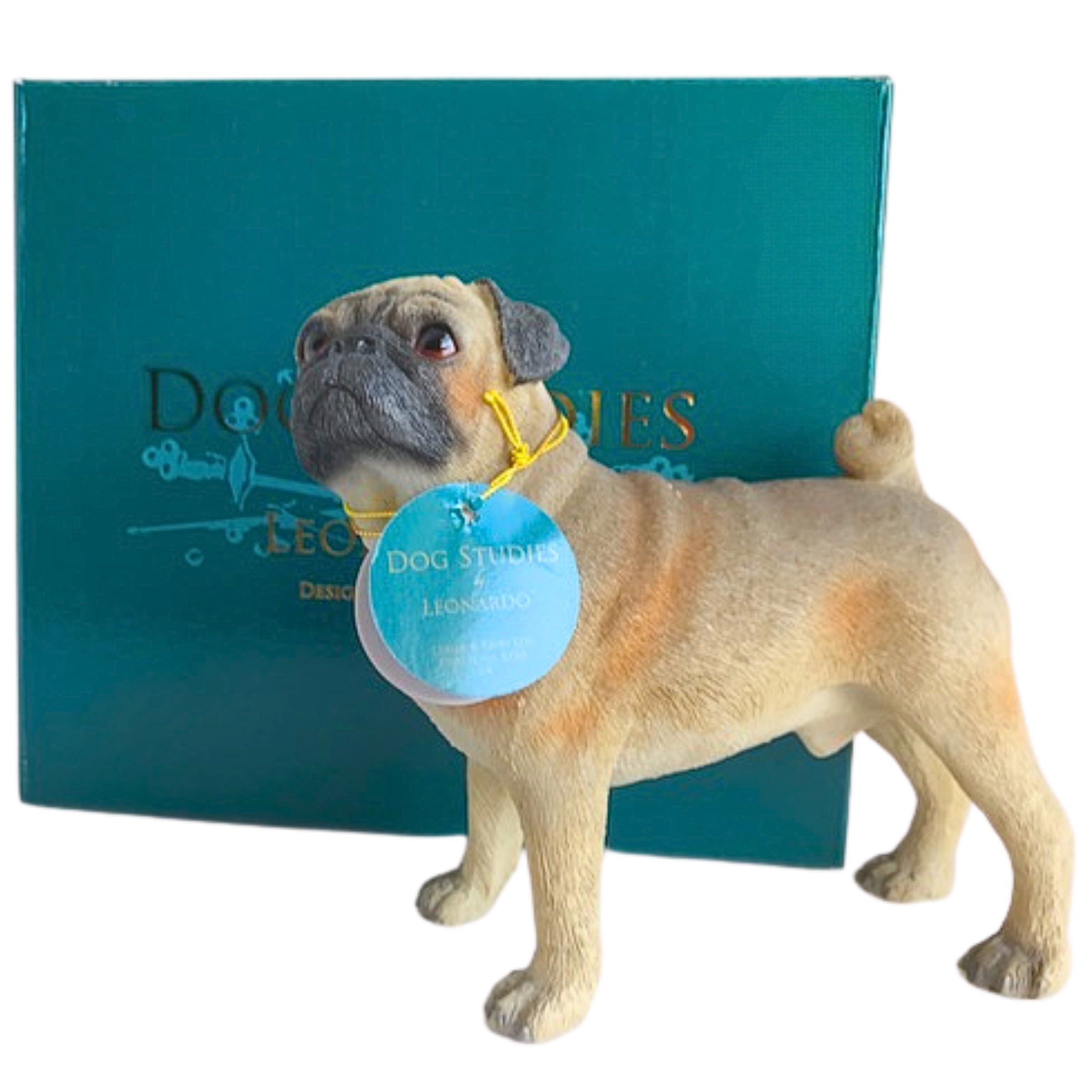 Beige standing Pug ornament quality realistic figurine Leonardo range Gift boxed