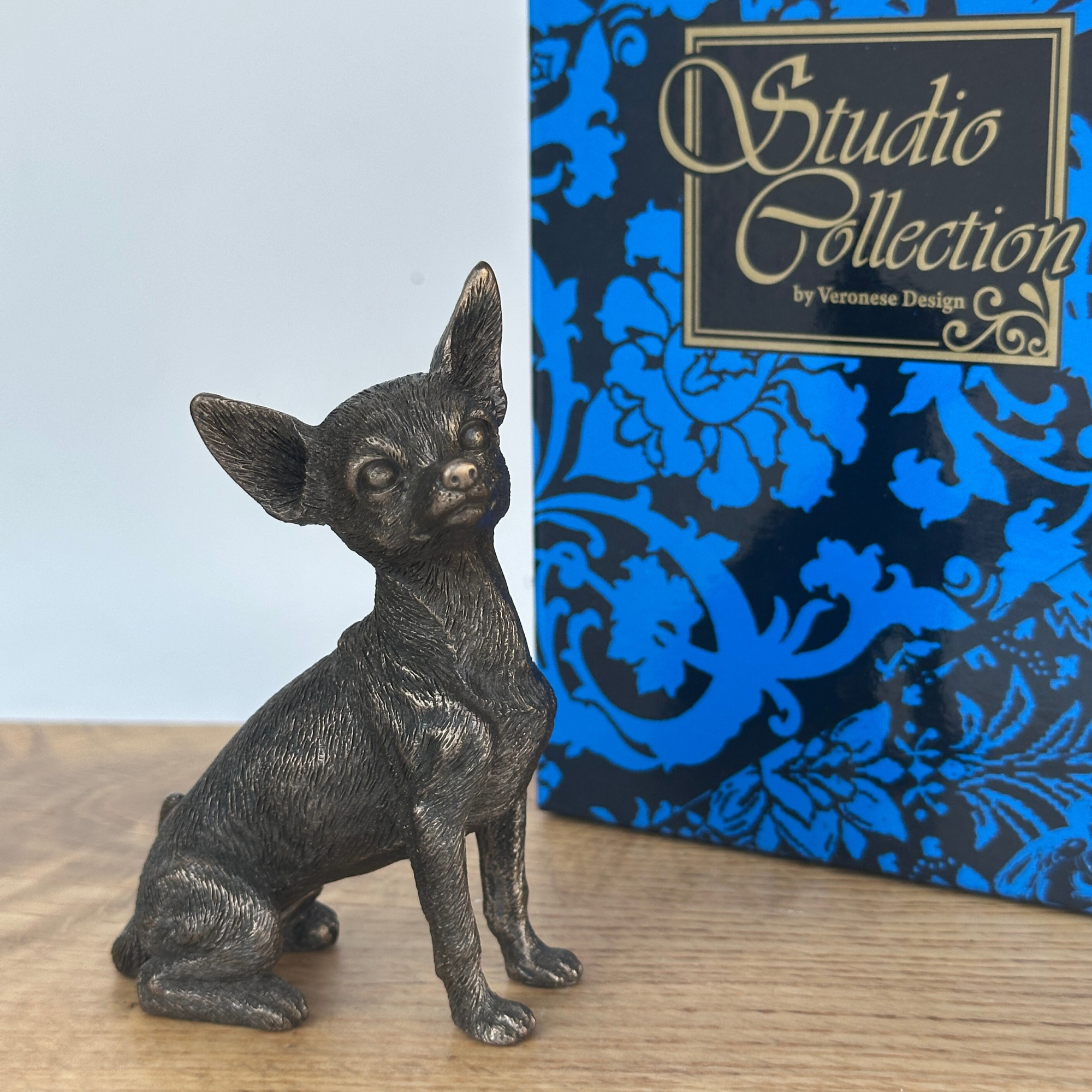 Cold Cast Bronze sitting Chihuahua ornament figurine