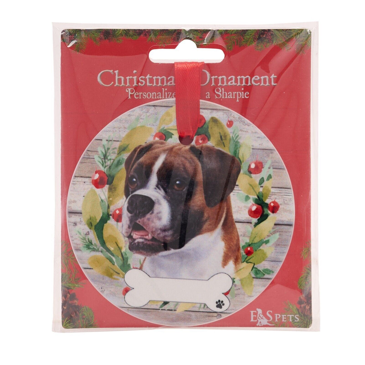 Boxer hanging decoration ceramic with space for name dog lover gift memorial