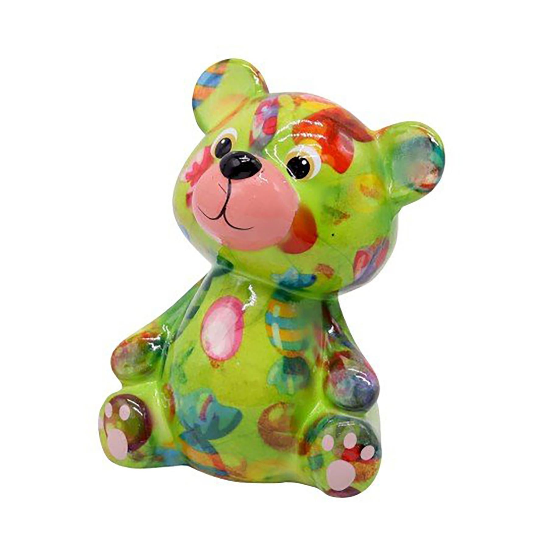 Pomme Pidou mini 'Toto' bright coloured ceramic Teddy Bear shaped Money Box (6  PACK IN DISPLAY BOX)