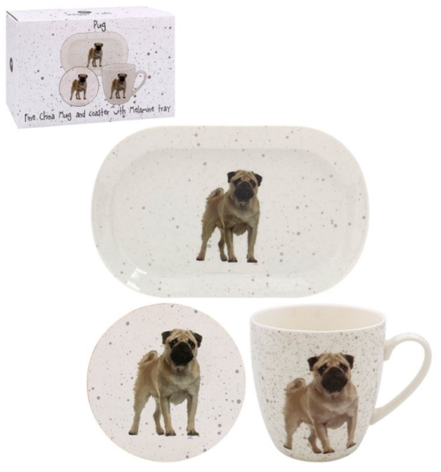 Pug Mug Tray & Coaster set by Leonardo novelty Dog lover gift stocking filler