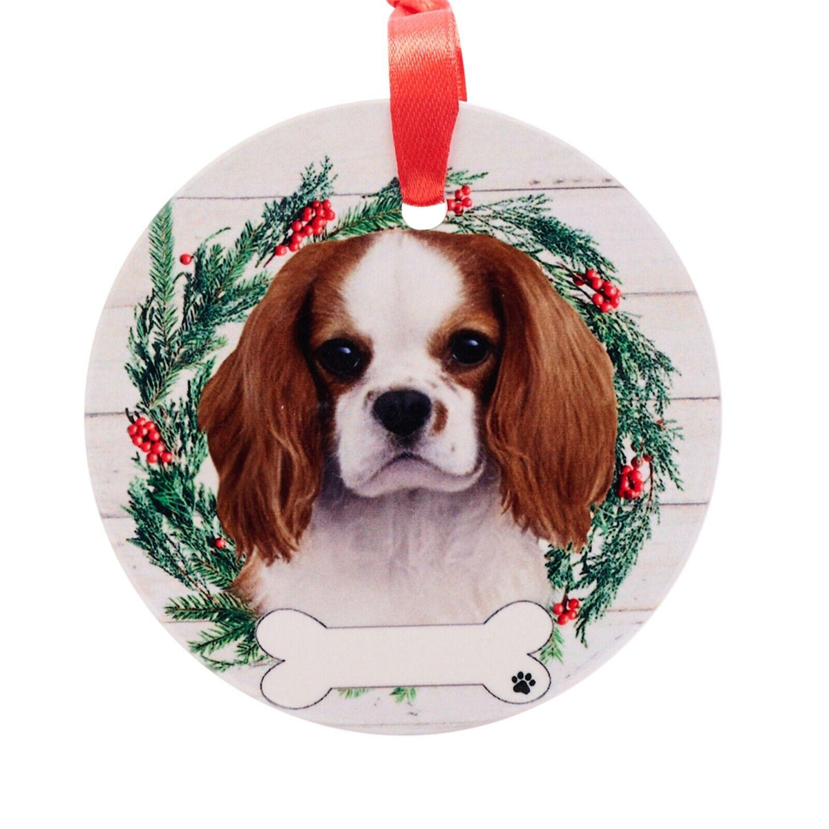 King Charles Spaniel hanging decoration ceramic space for name dog lover gift