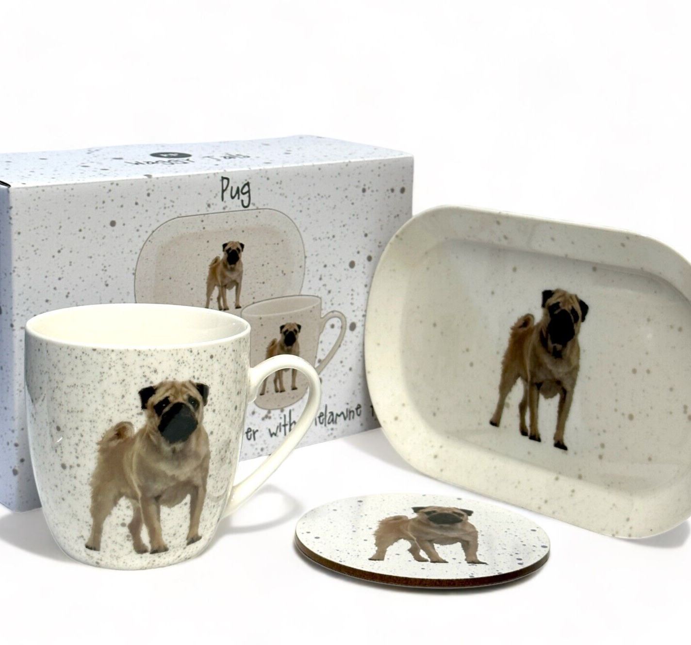 Pug Mug Tray & Coaster set by Leonardo novelty Dog lover gift stocking filler