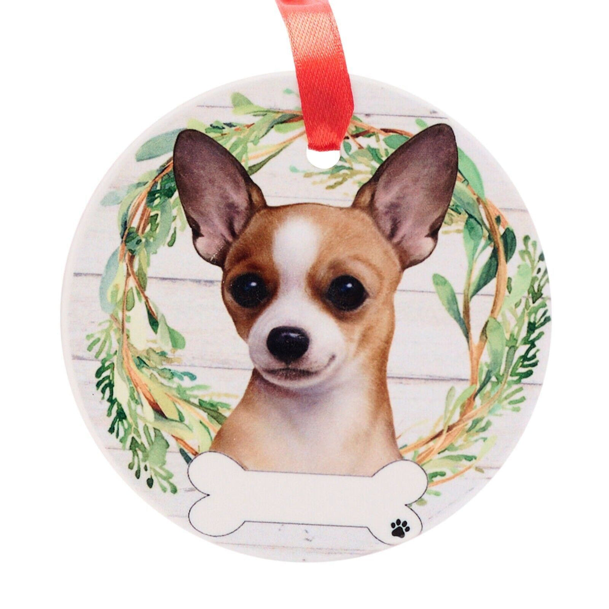 Chihuahua hanging decoration ceramic with space for name dog lover gift memorial