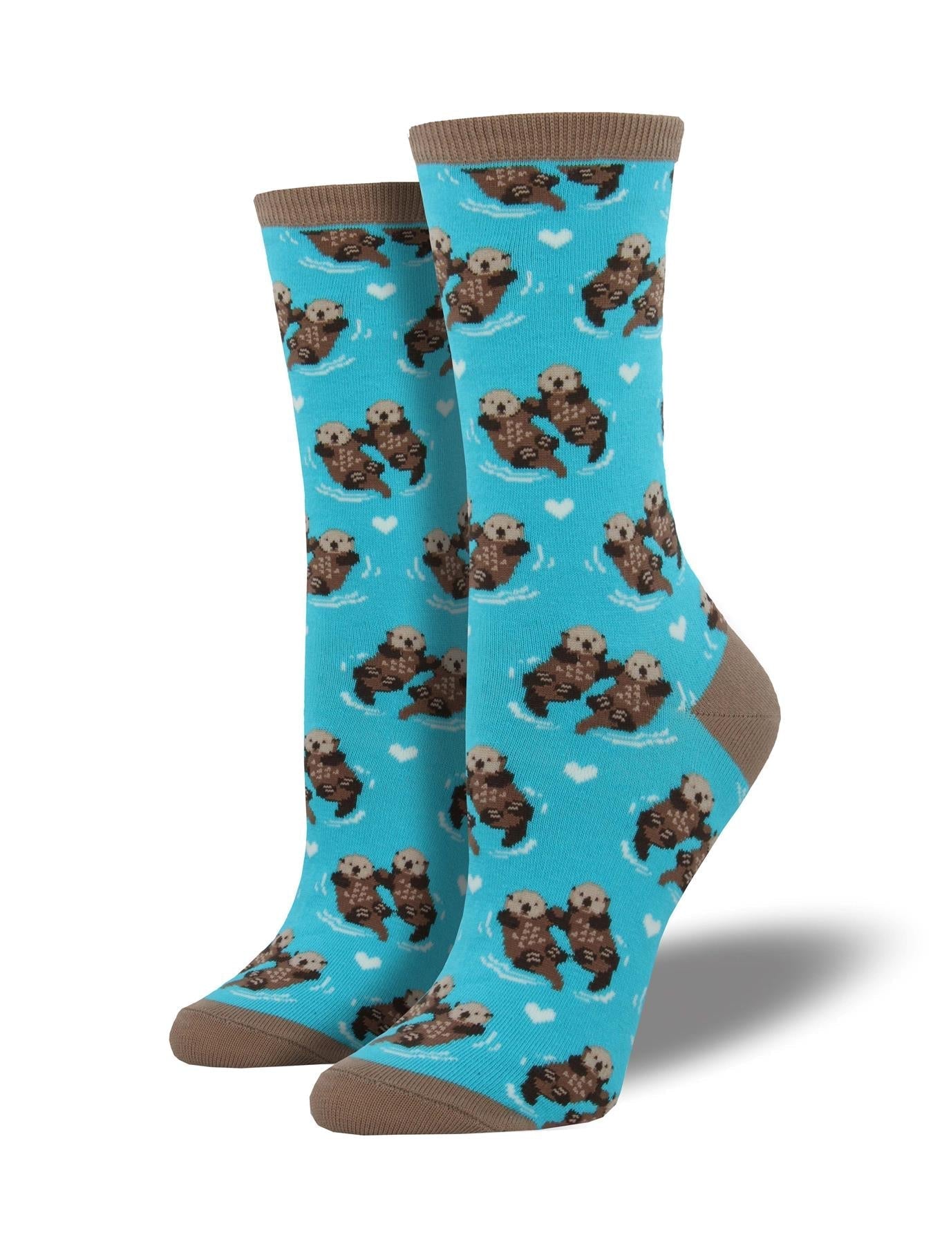 Socksmith 'SIGNIFICANT OTTER' Otter design Women's quality Cotton mix crew socks, bright colours and fun design, one size (fits UK size 3 to 8.5)