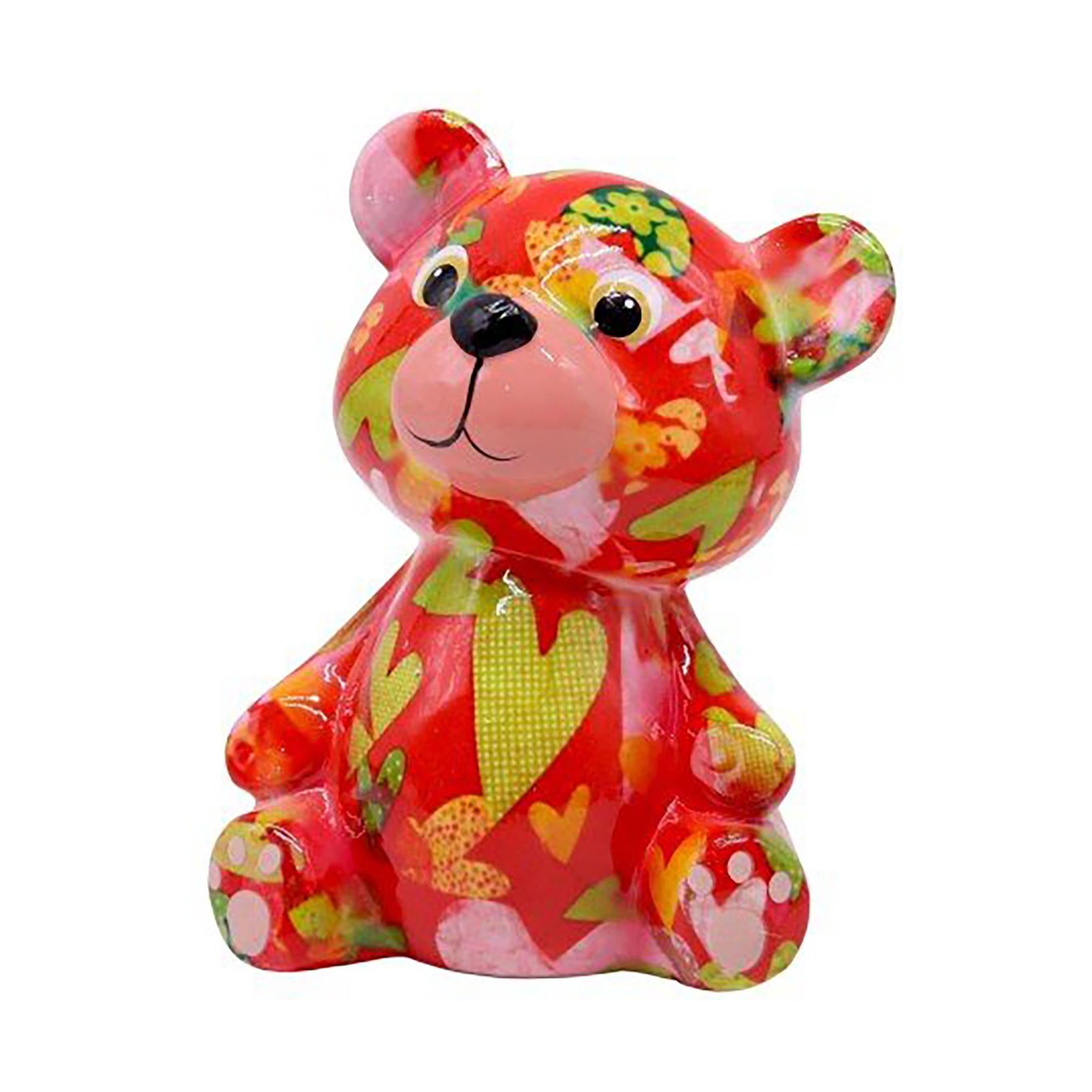Pomme Pidou mini 'Toto' bright coloured ceramic Teddy Bear shaped Money Box (6  PACK IN DISPLAY BOX)