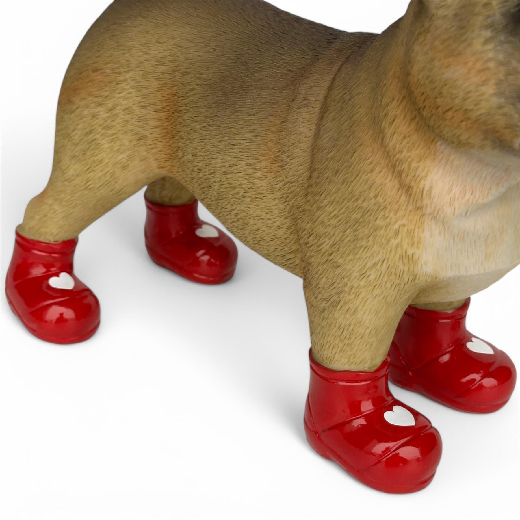 Valentines Frenchie Heart Welly Boots Love Dogs figurine Dog Lover Gift 25cm