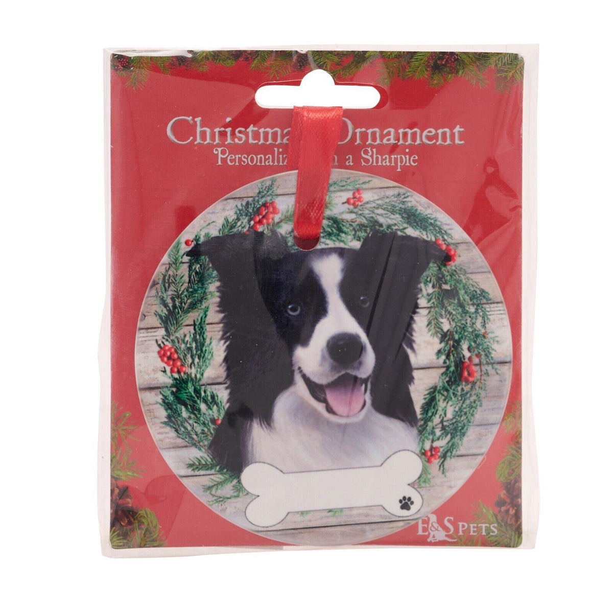 Border Collie hanging decoration ceramic space for name dog lover gift memorial