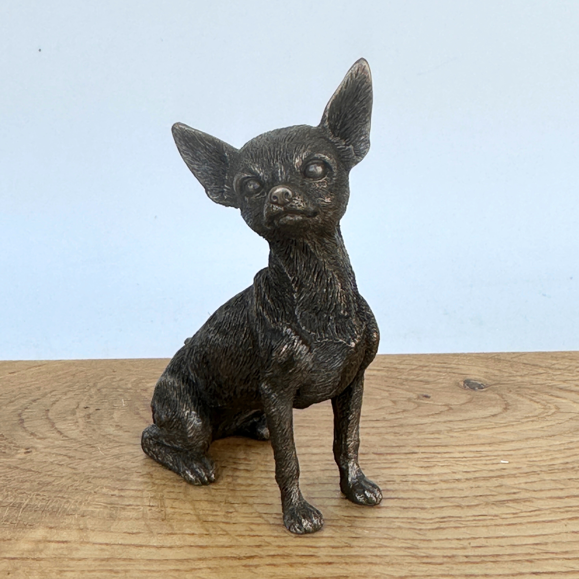 Cold Cast Bronze sitting Chihuahua ornament figurine