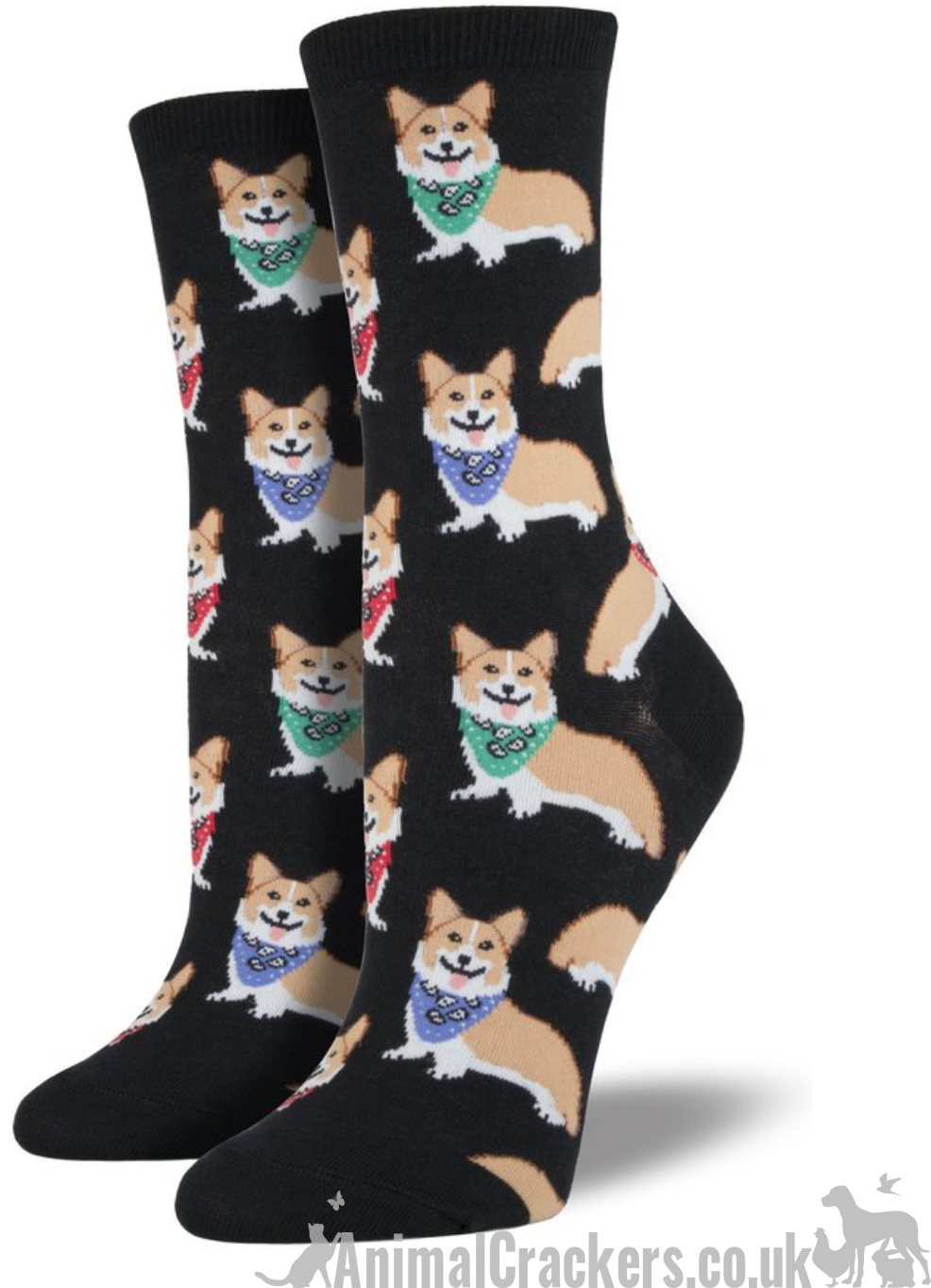 Womens Socksmith Corgi wearing Neckerchief design socks, One Size, quality Dog lover gift stocking filler