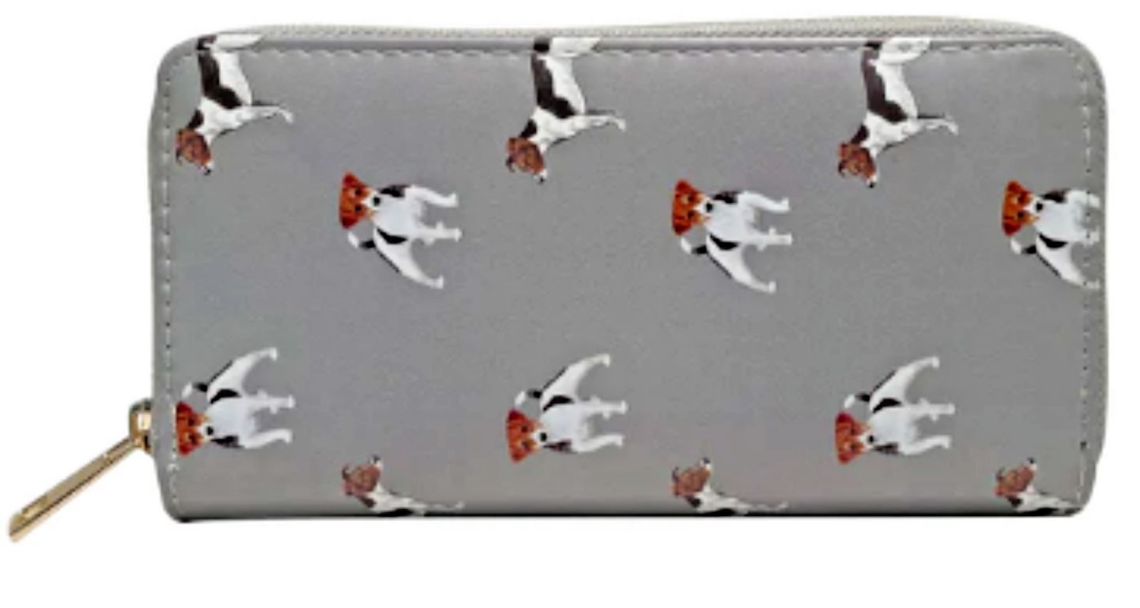 Ladies Jack Russel Purse Wallet zipped multi compartment novelty Dog lover gift[Grey]