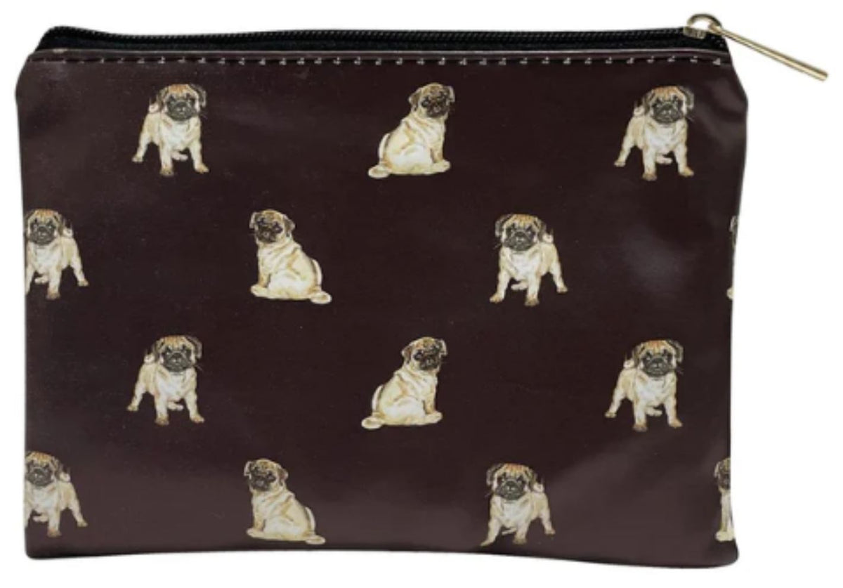 Ladies Pug design cosmetic makeup bag lined zipped case novelty Dog lover gift