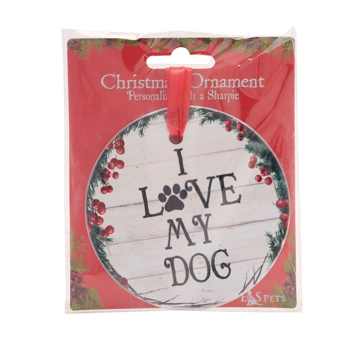 Dog lover tree decoration ceramic space for name dog memorial stocking filler