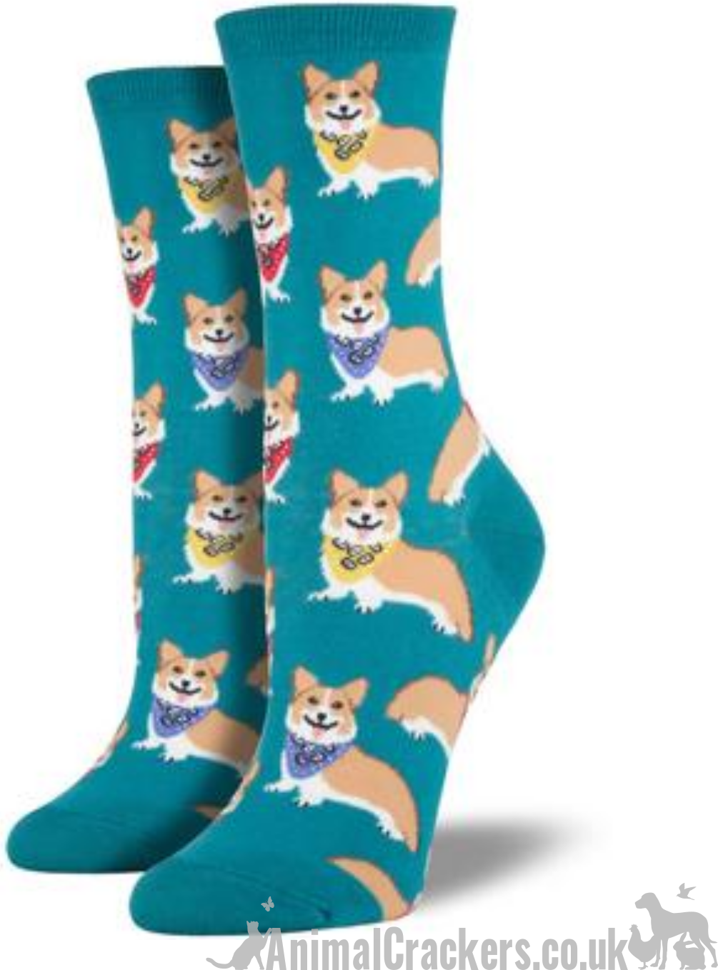 Womens Socksmith Corgi wearing Neckerchief design socks, One Size, quality Dog lover gift stocking filler