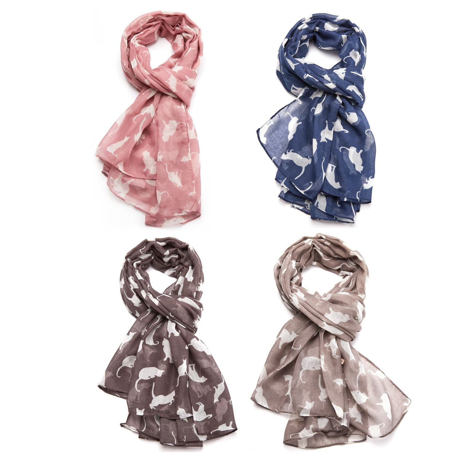 Cat silhouette print lightweight Scarf in a choice of colours