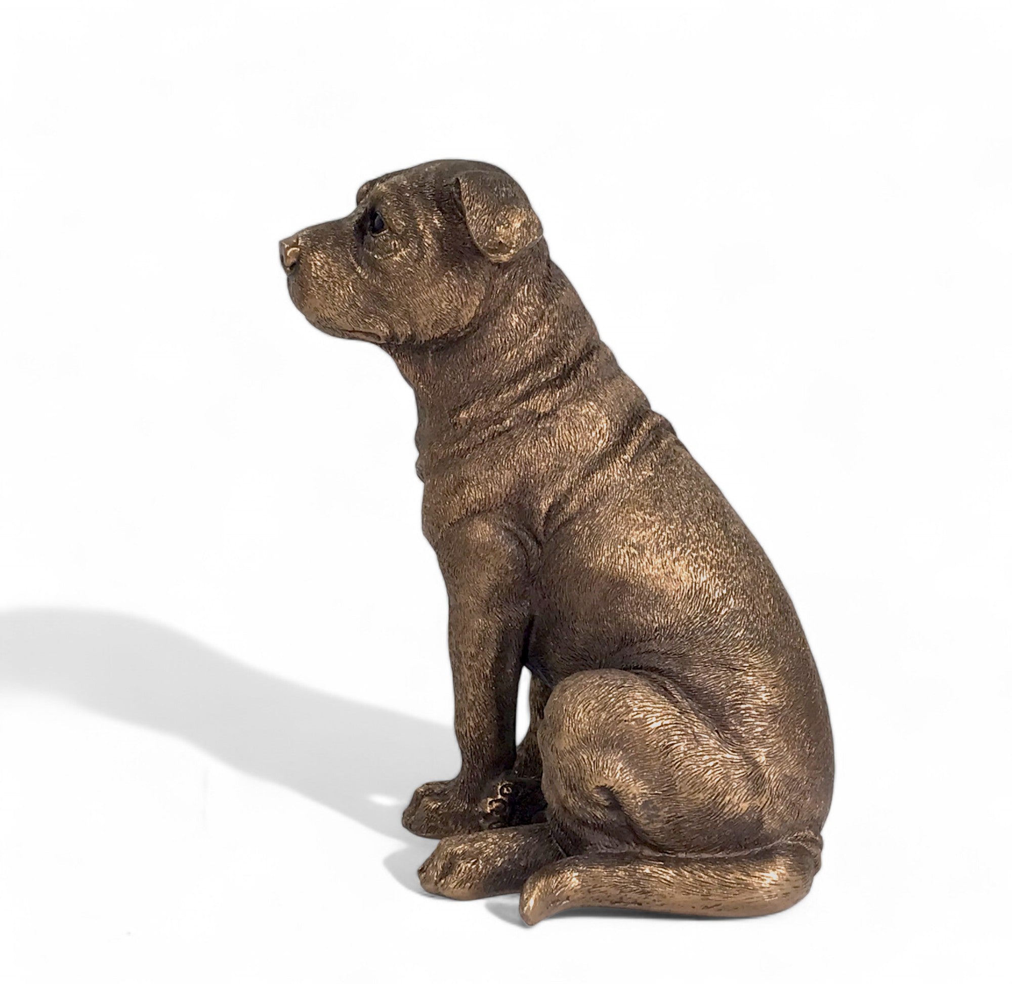 Staffordshire Bull Terrier ornament figurine from the Leonardo Reflections Bronzed range, gift boxed