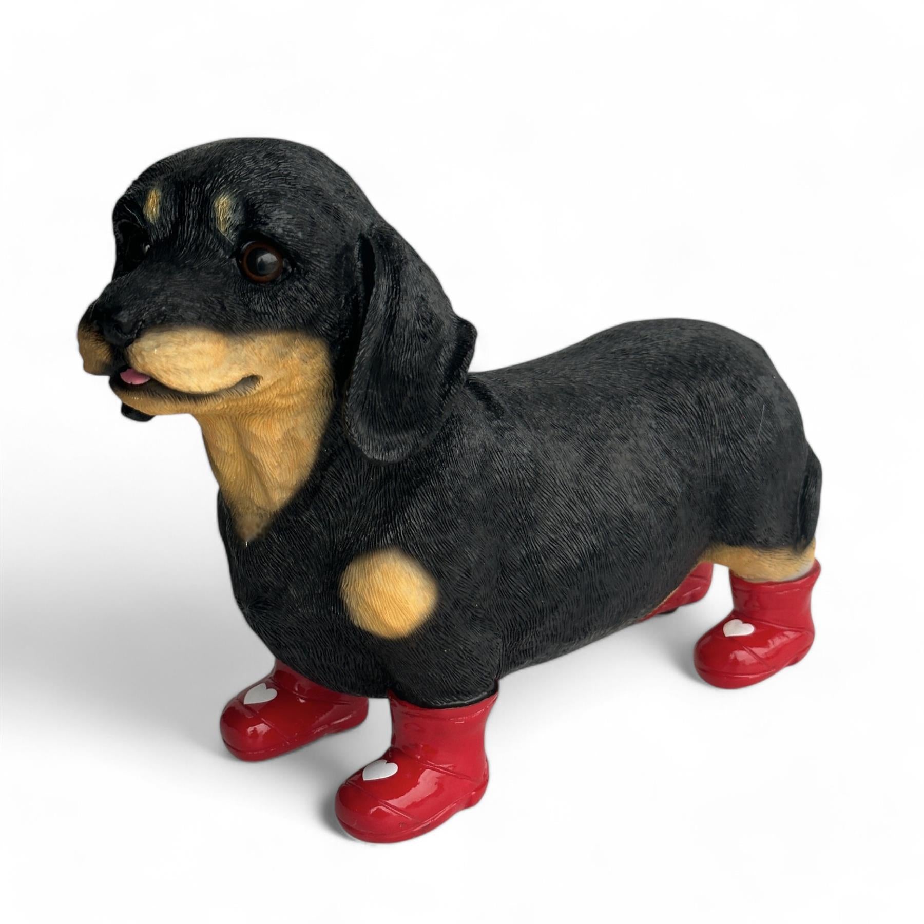 Valentines Dachshund Heart Welly Boots Love Dogs figurine Dog Lover Gift 25cm