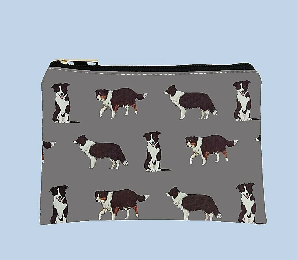 BORDER COLLIE Grey Cosmetic makeup bag coin case Sheepdog Sheep Dog lover gift