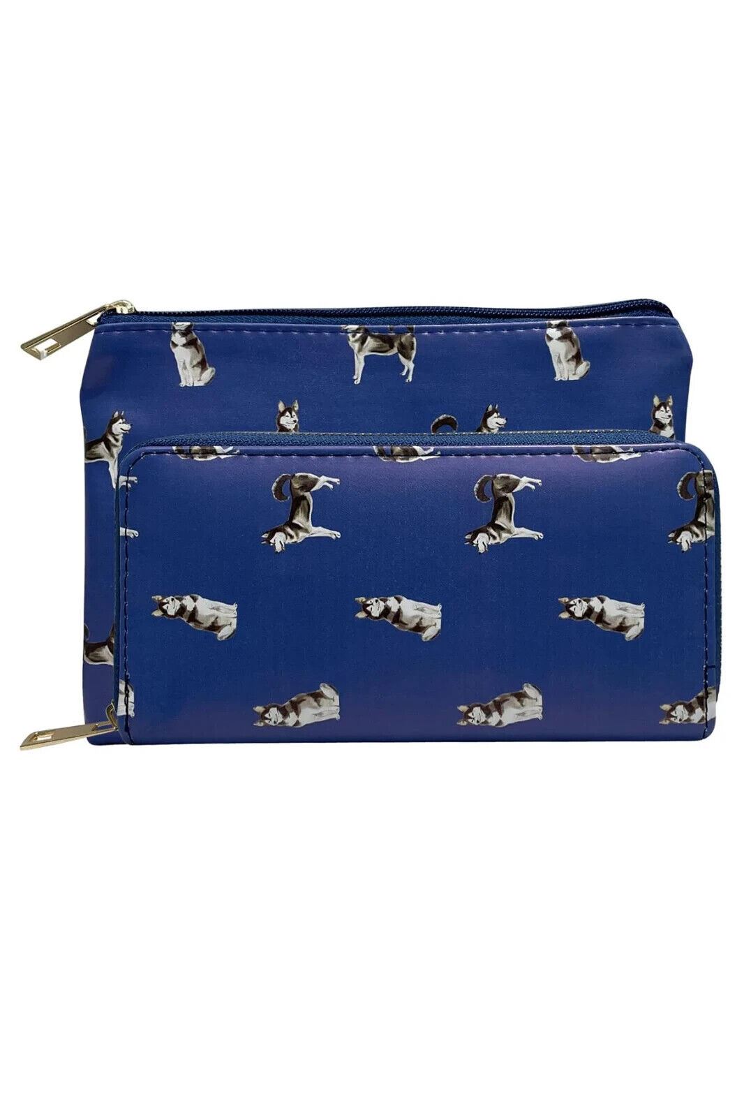 Ladies Husky Purse Wallet Blue zipped multi compartment novelty Dog lover gift