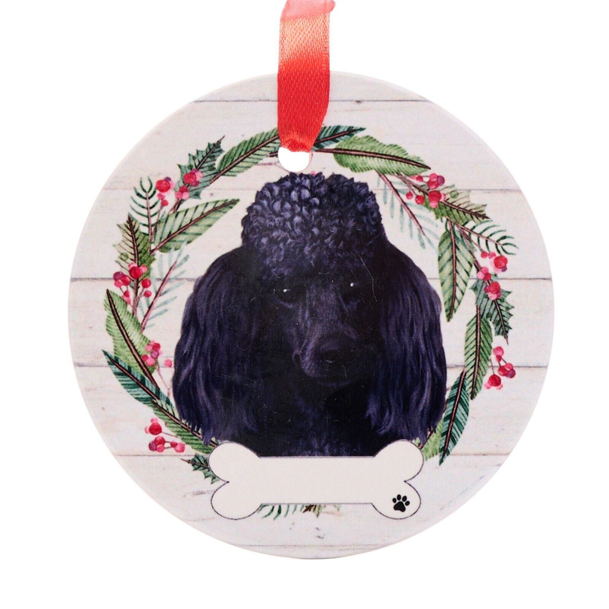 Poodle hanging decoration ceramic with space for name dog lover gift memorial