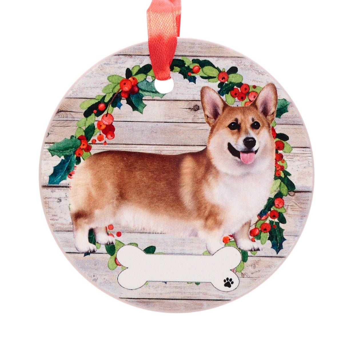 Corgi hanging decoration ceramic with space for name dog lover gift memorial